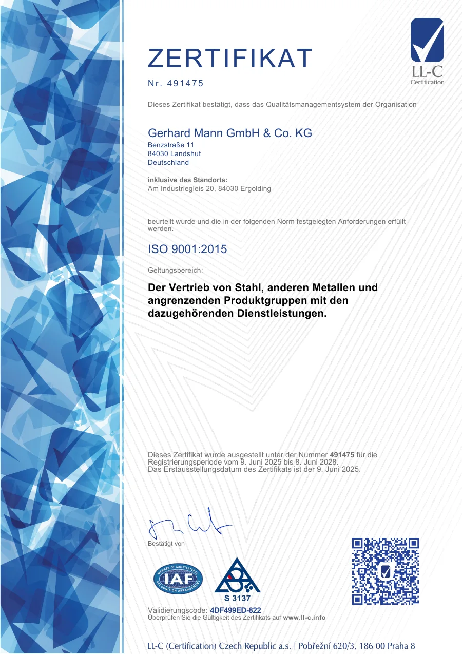 Zertifikat ISO 9001:2015 ansehen